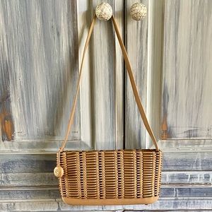 Monsac Leather Basket Weave Handbag